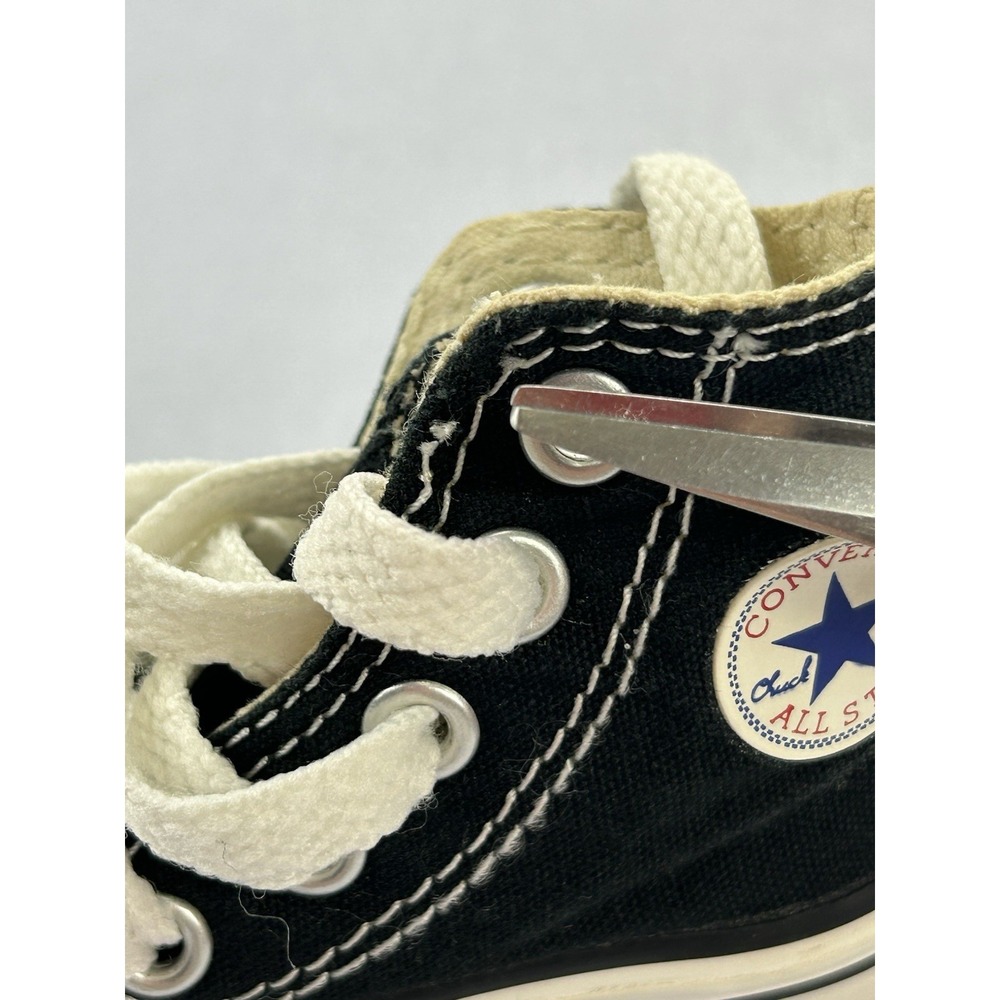 Converse All Star Infant Size 2 Black High Top Chuck Taylor Canvas Sneakers - Picture 9 of 9